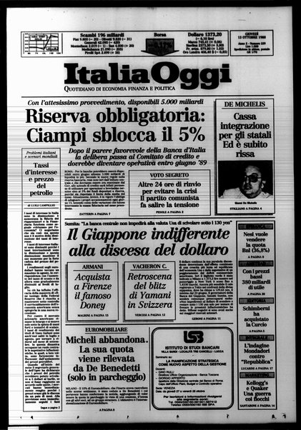 Italia oggi : quotidiano di economia finanza e politica